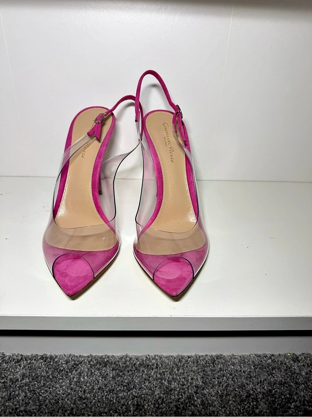 Gianvito Rossi Plexi Slingback Pumps Pink Heels